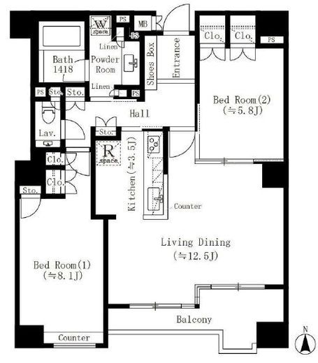 パークサイド・ウイングス　505号室　間取り