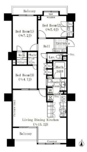 パークサイド・ウイングス　503号室　間取り