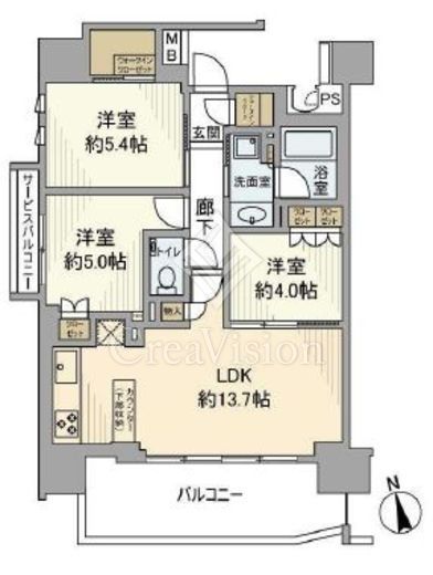 レジデンシャル品川中延グランクラス　1301号室　間取り
