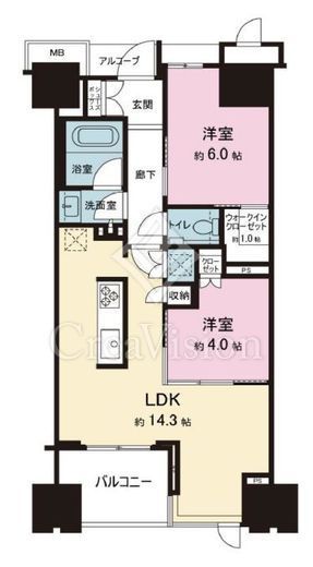 ザ・パークハウス日本橋大伝馬町　1004号室　間取り