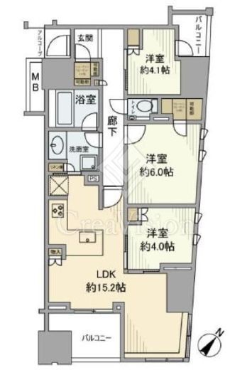 ザ・パークハウス日本橋大伝馬町　511号室　間取り