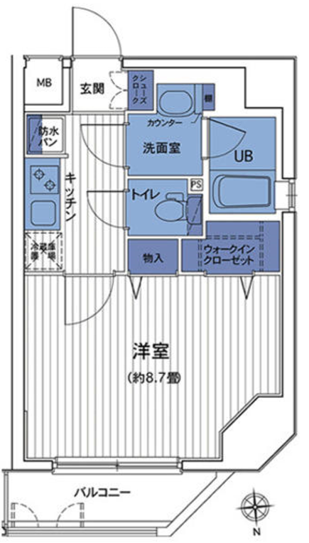ＨＦ三田レジデンスⅡ（旧アンテニア三田慶大前）　801号室　間取り