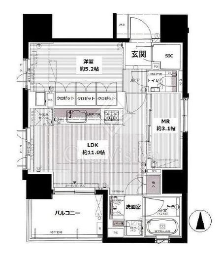 リビオレゾン大手町　302号室　間取り