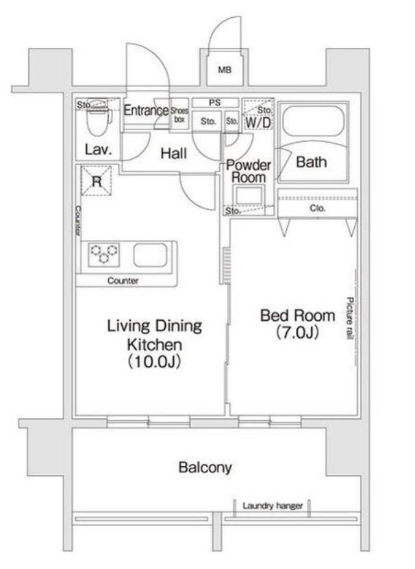 コンフォリア新宿　1002号室　間取り