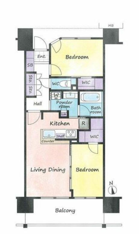 オーベルグランディオ品川勝島　18F号室　間取り