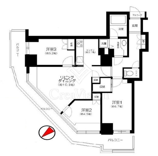 セントラルレジデンス新宿シティタワー　1102号室　間取り