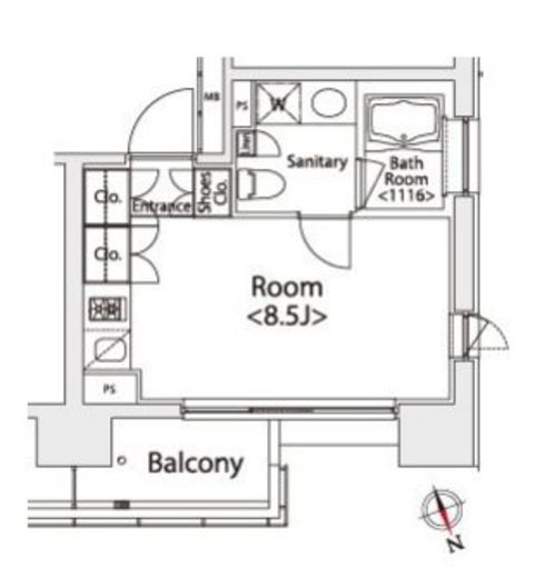 カスタリア戸越　1403号室　間取り