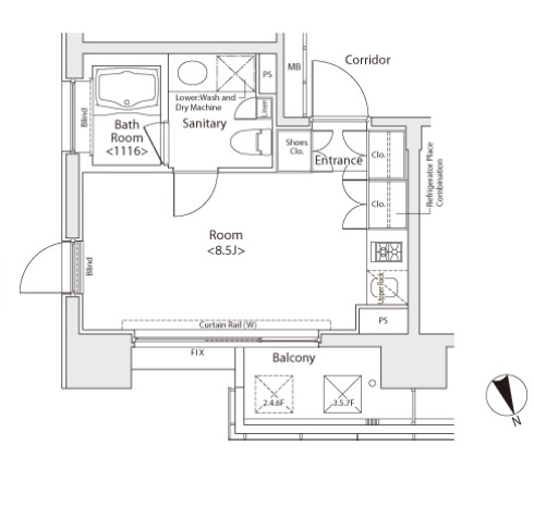 カスタリア戸越　510号室　間取り