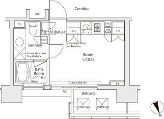 カスタリア戸越　802号室　間取り