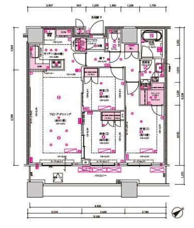 目黒第一マンションズ　1307号室　間取り