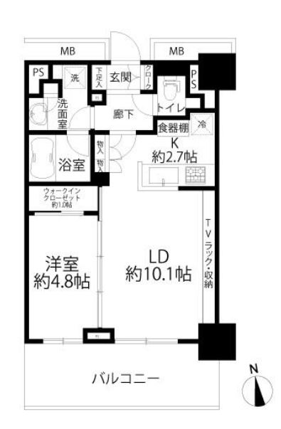 パークタワー西新宿エムズポート　905号室　間取り