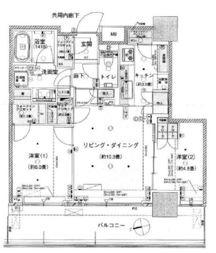 パークタワー西新宿エムズポート　2502号室　間取り