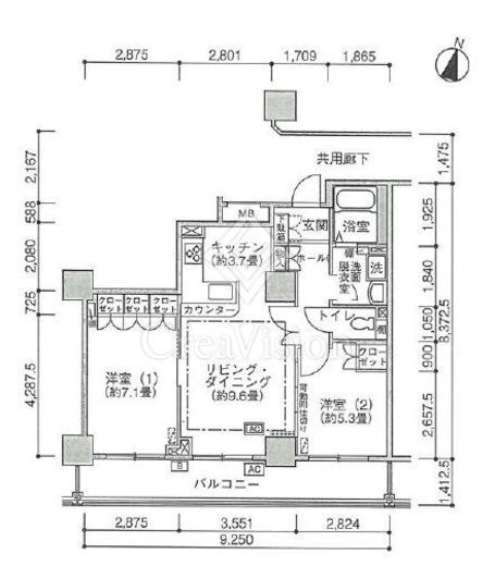ジェイタワー西大井　E1405号室　間取り