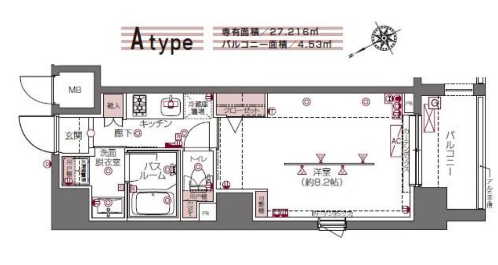 ZOOM白金高輪　201号室　間取り