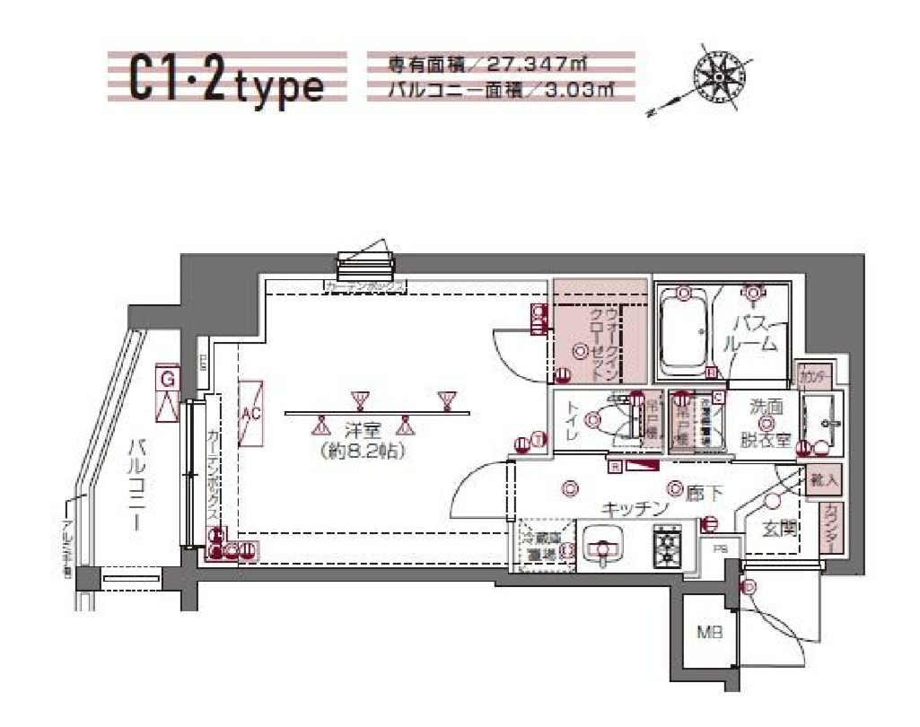 ZOOM白金高輪　402号室　間取り