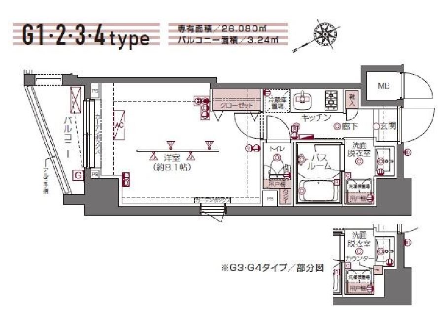 ZOOM白金高輪　906号室　間取り
