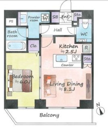 プレミアムキューブ品川大崎　1402号室　間取り