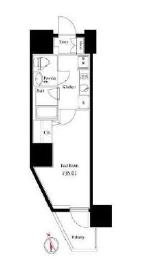 ログ品川サンズ　1102号室　間取り