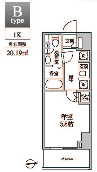 レジディア中延Ⅱ　703号室　間取り