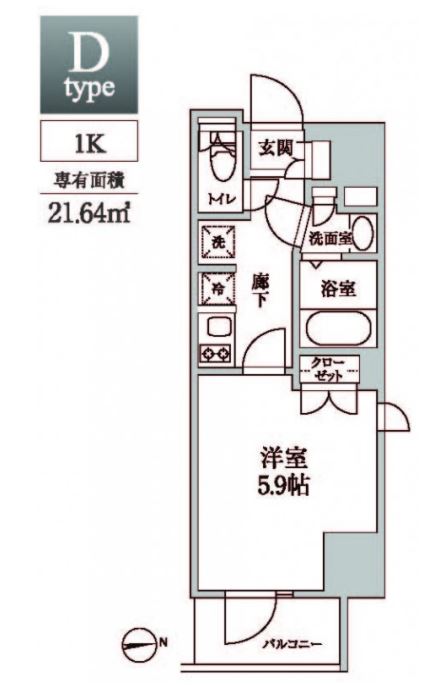レジディア中延Ⅱ　1101号室　間取り