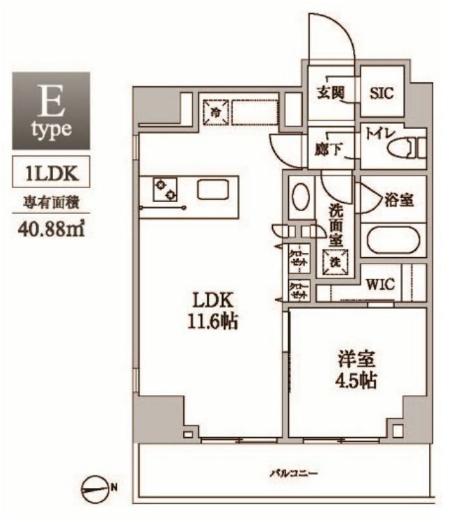 レジディア中延Ⅱ　1202号室　間取り
