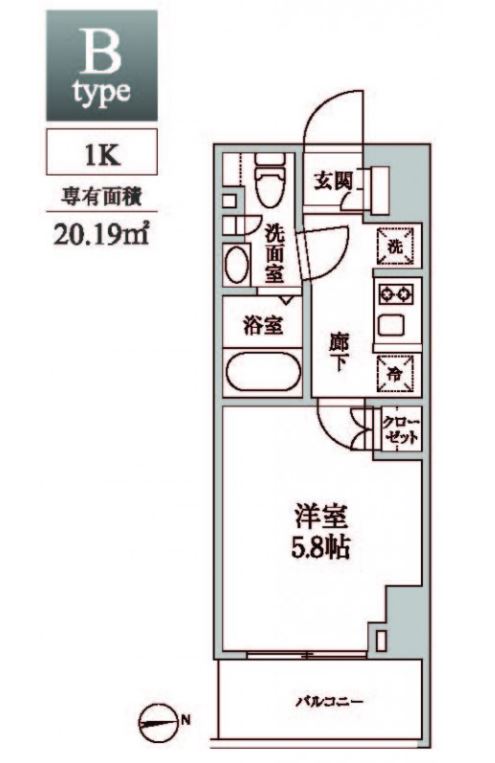 レジディア中延Ⅱ　703号室　間取り