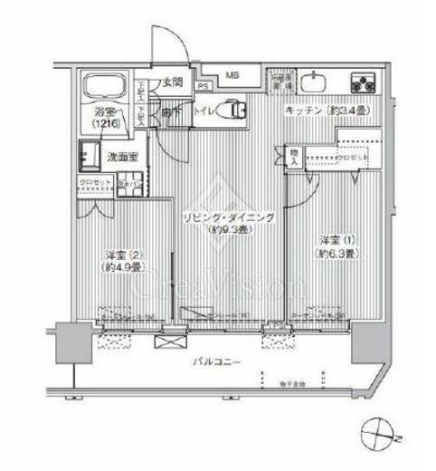 コスモグランス南品川　1306号室　間取り