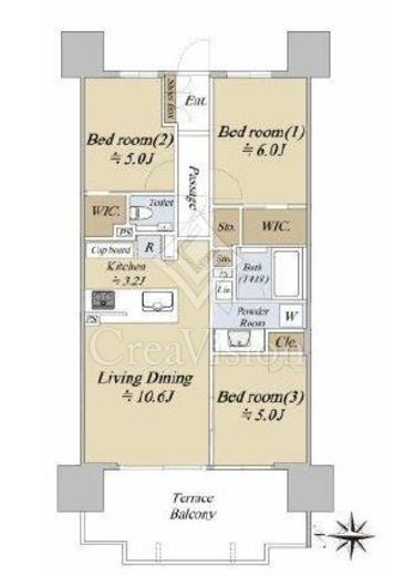 シティテラス品川イースト　10F2号室　間取り