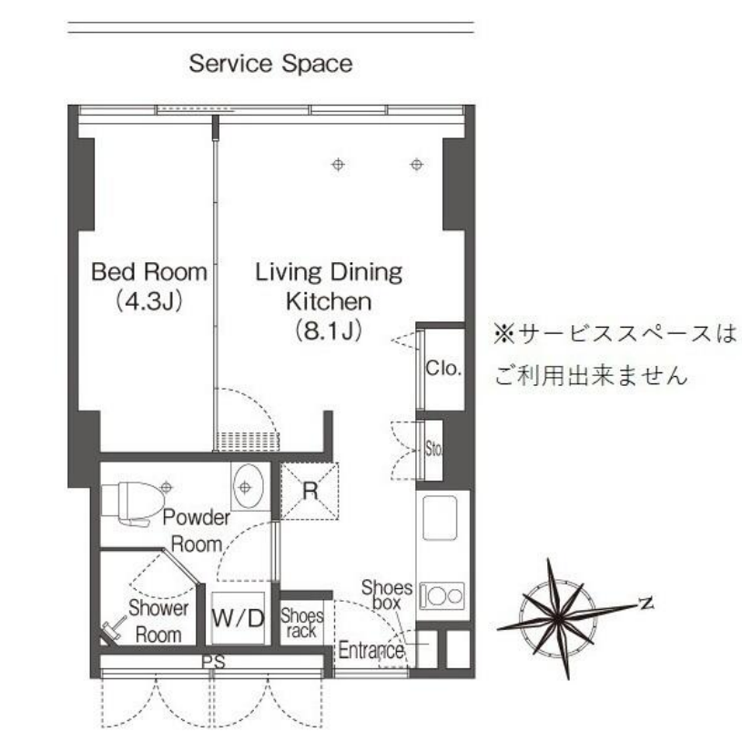 ウエリスアーバン品川タワー (旧：ビュロー品川)　1410号室　間取り