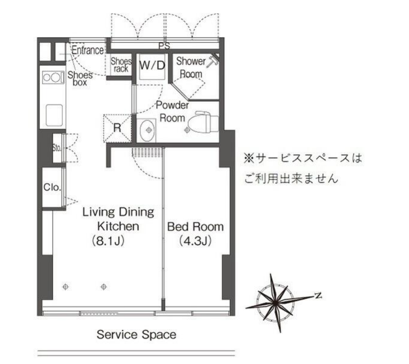 ウエリスアーバン品川タワー (旧：ビュロー品川)　1111号室　間取り