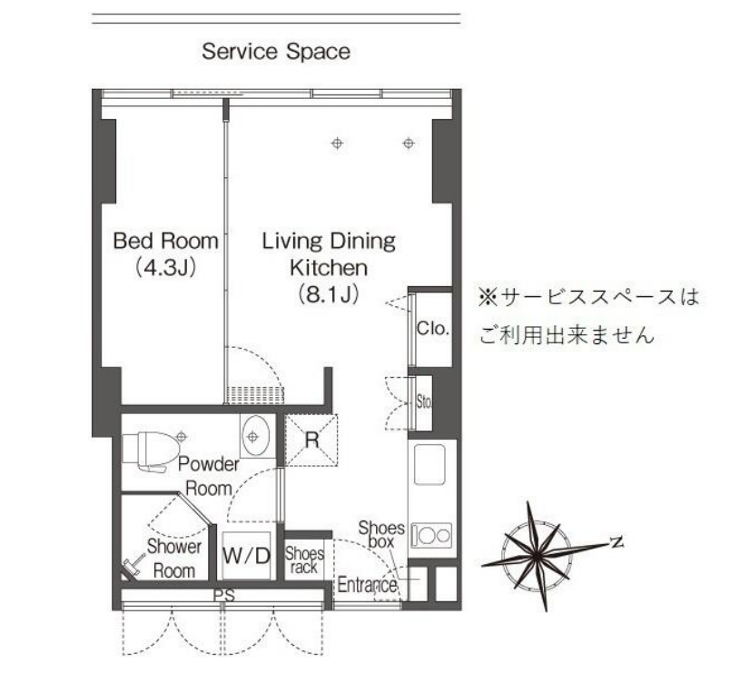 ウエリスアーバン品川タワー (旧：ビュロー品川)　1004号室　間取り