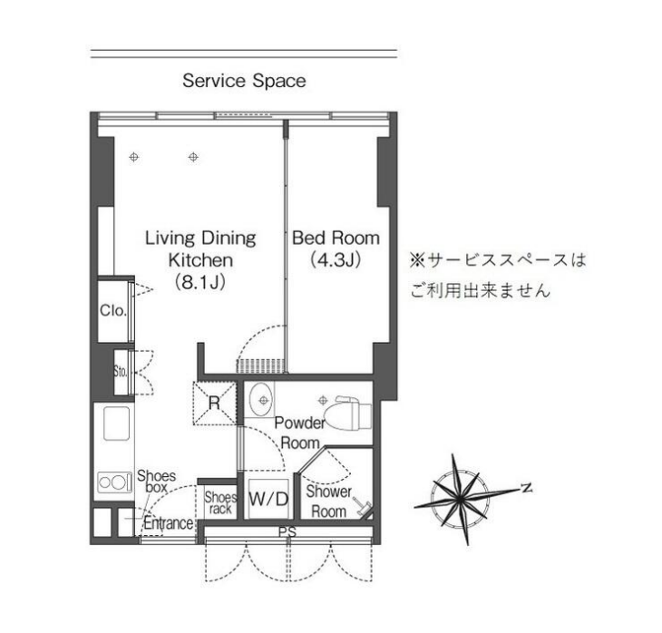 ウエリスアーバン品川タワー (旧：ビュロー品川)　1006号室　間取り