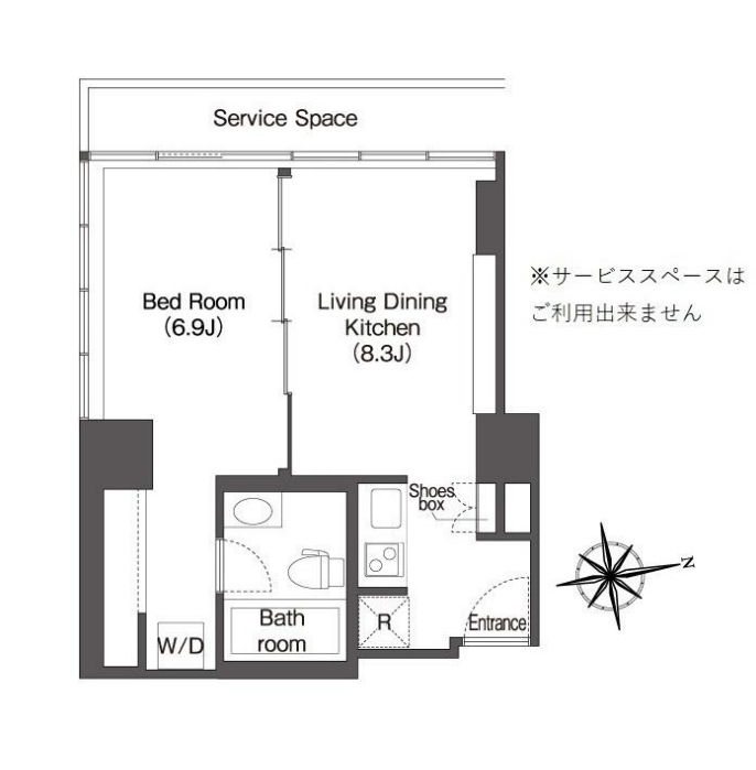 ウエリスアーバン品川タワー (旧：ビュロー品川)　1002号室　間取り