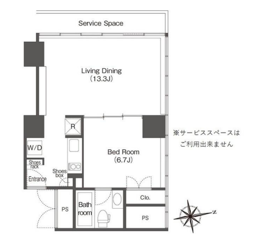 ウエリスアーバン品川タワー (旧：ビュロー品川)　1514号室　間取り
