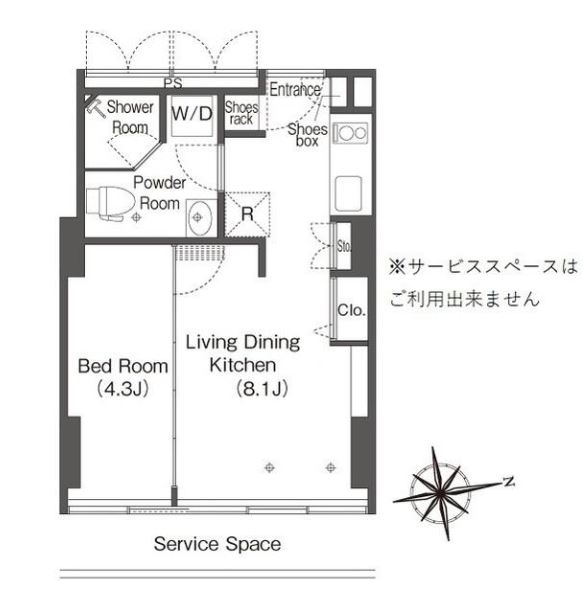 ウエリスアーバン品川タワー (旧：ビュロー品川)　1303号室　間取り