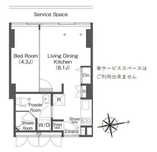 フロンティアレジデンスザタワー品川　1010号室　間取り