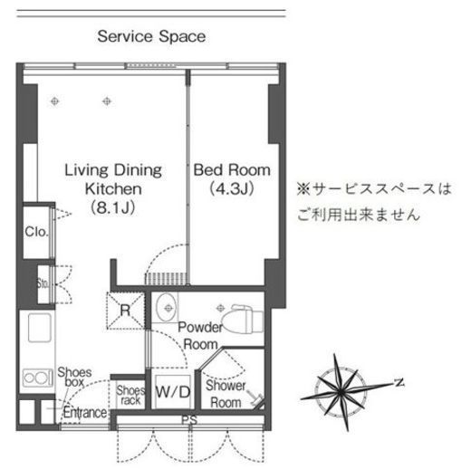フロンティアレジデンスザタワー品川　1012号室　間取り