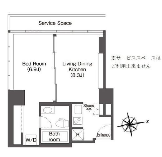 フロンティアレジデンスザタワー品川　1302号室　間取り