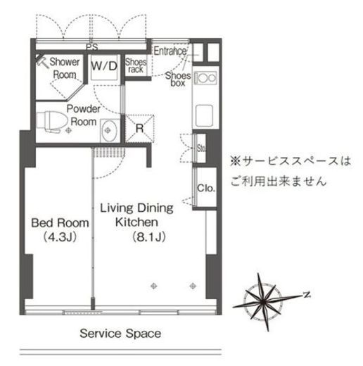 フロンティアレジデンスザタワー品川　1303号室　間取り