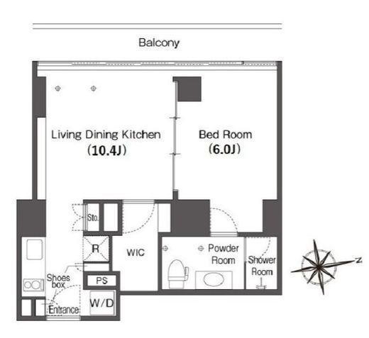 フロンティアレジデンスザタワー品川　1407号室　間取り