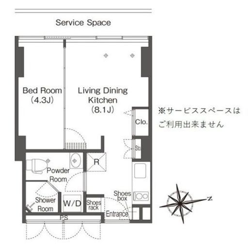 フロンティアレジデンスザタワー品川　2010号室　間取り