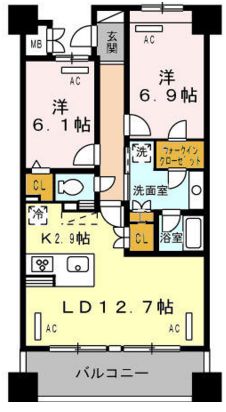 ロイヤルパークス豊洲　408号室　間取り