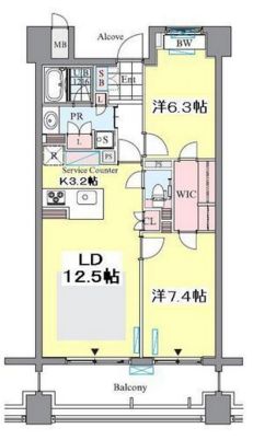 ロイヤルパークス豊洲　413号室　間取り
