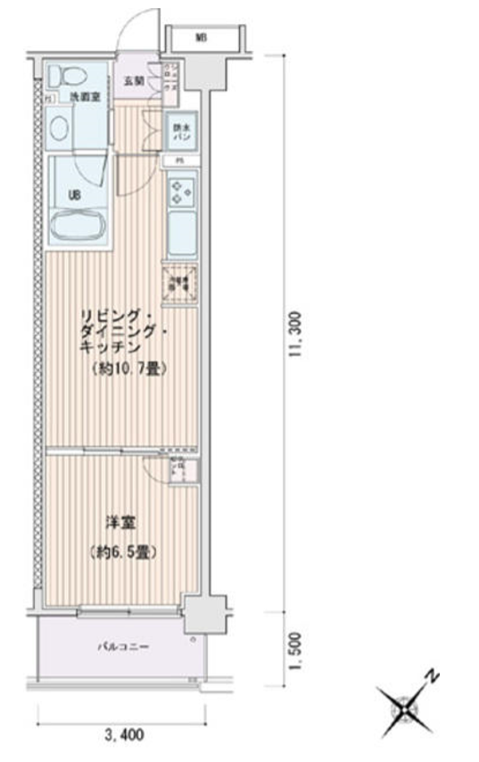 エスティメゾン豊洲レジデンス　E棟224号室　間取り