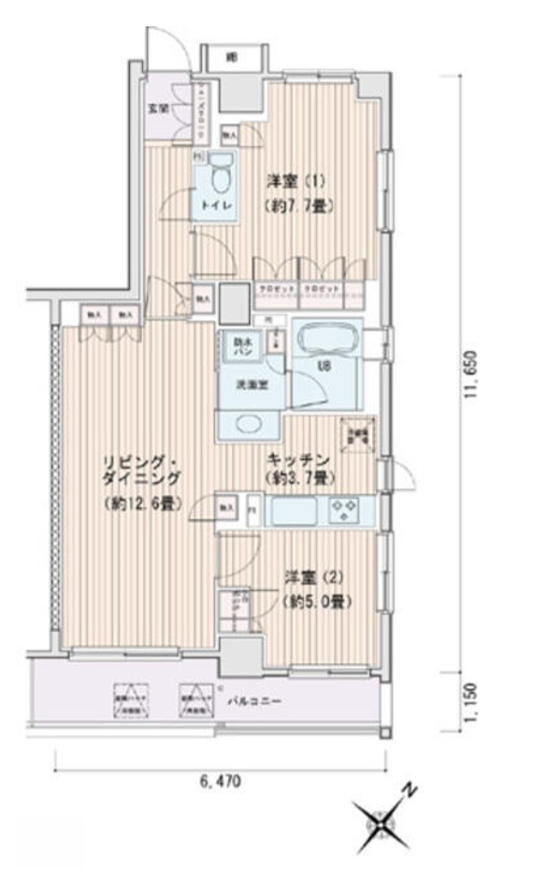エスティメゾン豊洲レジデンス　E棟619号室　間取り