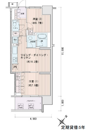 エスティメゾン豊洲レジデンス　C棟611号室　間取り