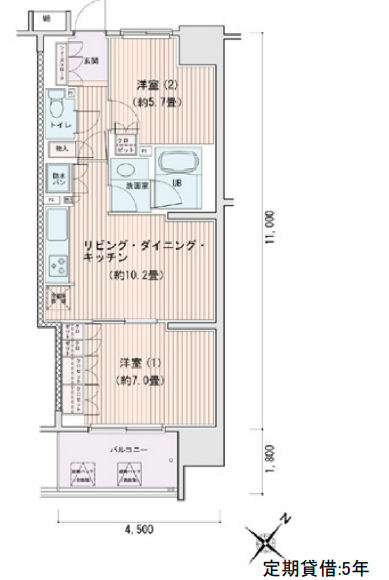 エスティメゾン豊洲レジデンス　C棟1210号室　間取り