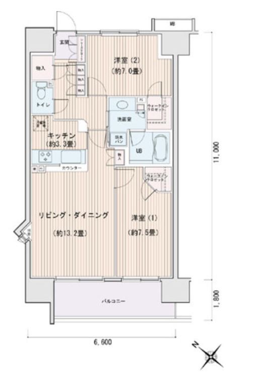 エスティメゾン豊洲レジデンス　A棟1414号室　間取り