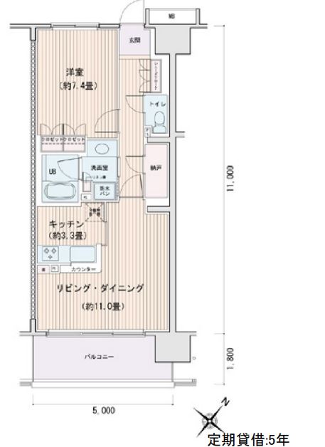 エスティメゾン豊洲レジデンス　C棟1107号室　間取り