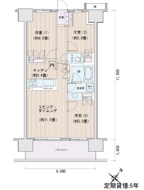 エスティメゾン豊洲レジデンス　C棟1405号室　間取り